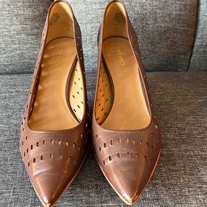 Nine West Brown Leather 3" High Heels size 13